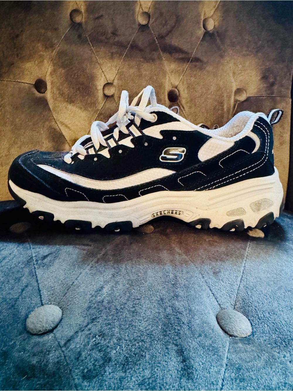 Skechers Women’s Black and White Sporty Platform Sneaker